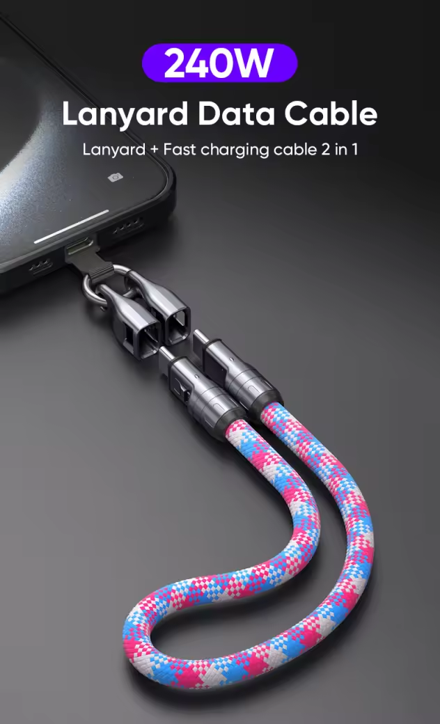 2-in-1 Lanyard Long Charging Cable