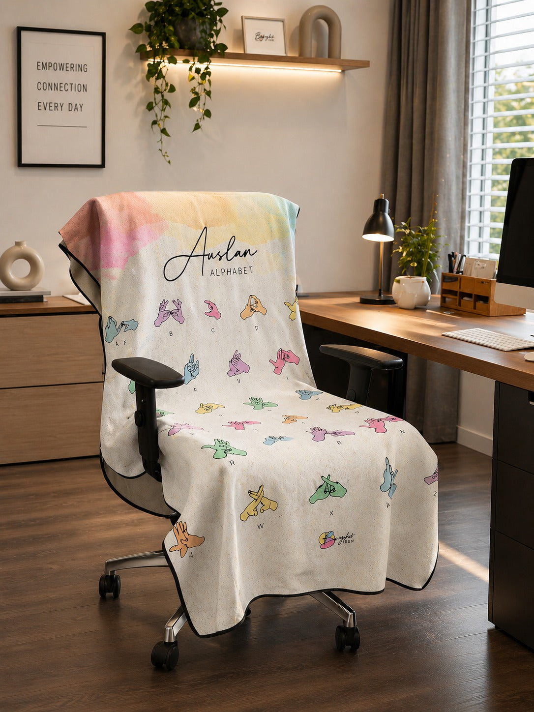 Bright Sign Auslan Alphabet Hooded Towel - NDIS - $79