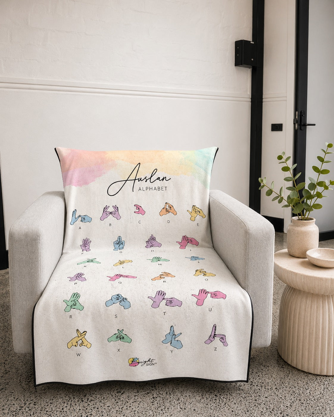 Bright Sign Auslan Alphabet Hooded Towel - NDIS - $79