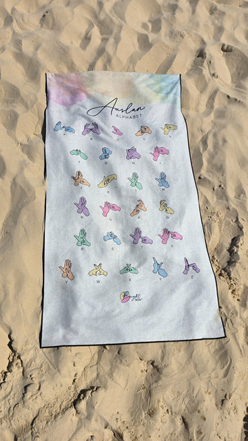 Bright Sign Auslan Alphabet Hooded Towel - NDIS - $79