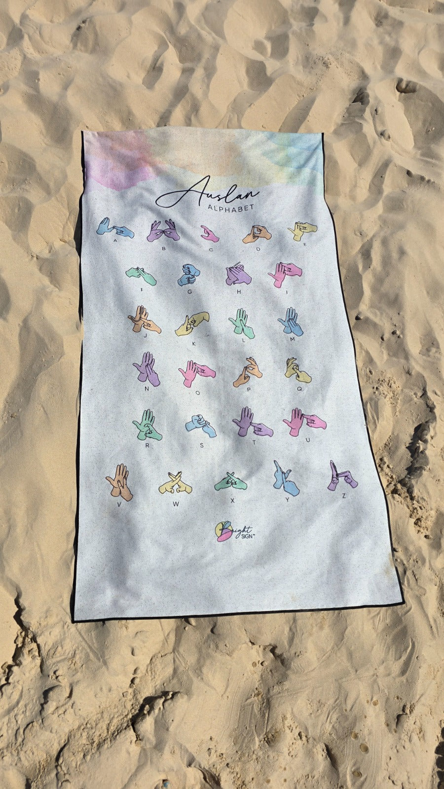 Bright Sign Auslan Alphabet Hooded Towel - NDIS - $79
