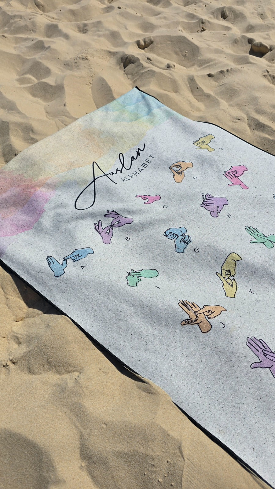 Bright Sign Auslan Alphabet Hooded Towel - NDIS - $79